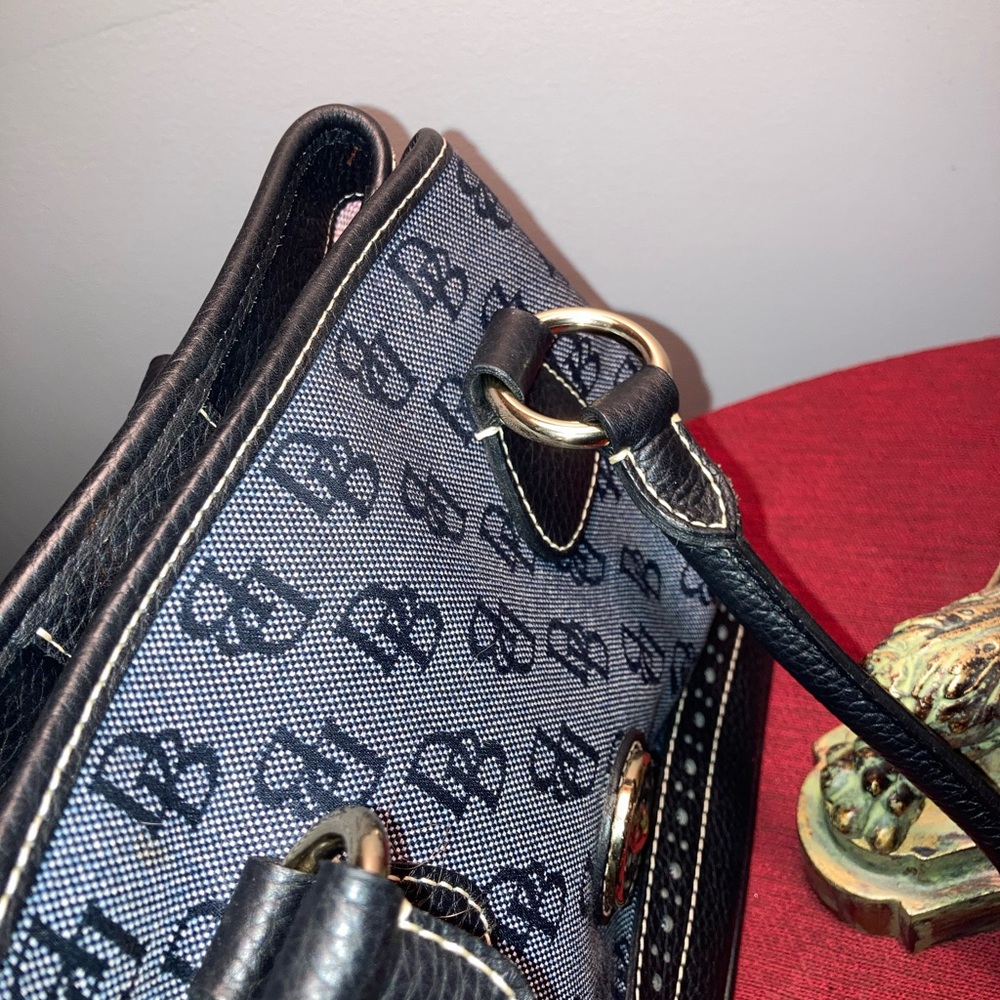 Dooney & Bourke (Navy) Vintage Monogram Tote with Detachable Shoulder Strap - Picture 7 of 14